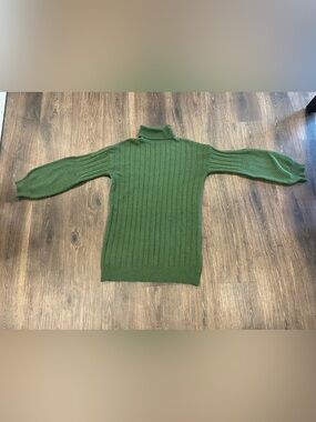 SHEIN Olive Green Ribbed Knit Turtleneck Mini Dress
